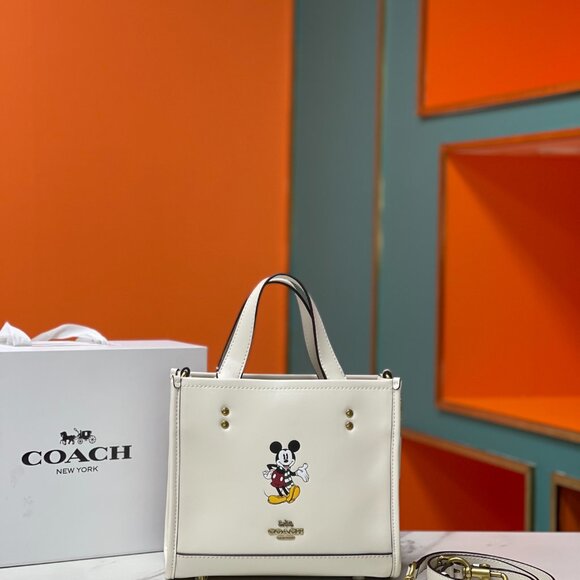 Disney X Coach Dempsey Tote 22 With Mickey Mouse CM843 Chalk - Picture 1 of 9